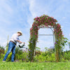 Garden arch trellis with climbing plants, featuring a PE coated metal structure for durability and easy assembly.