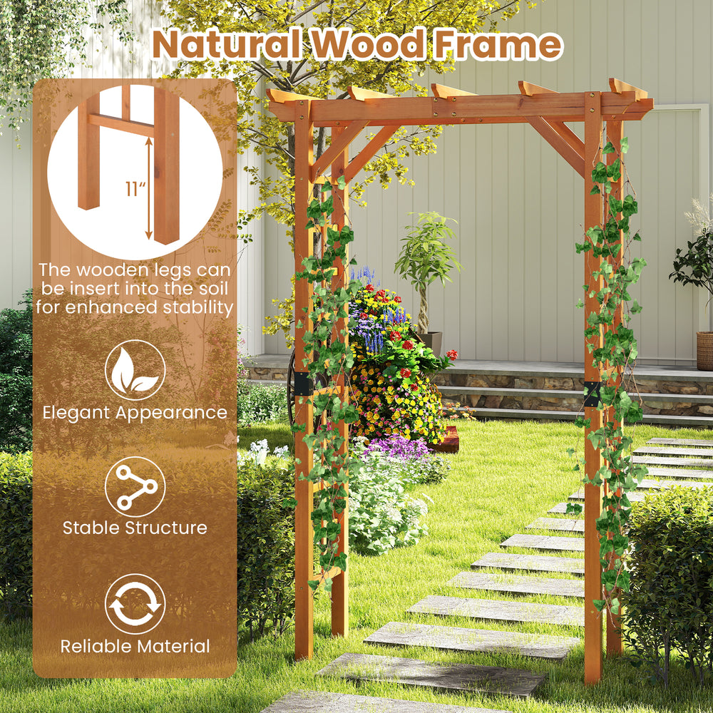 7-foot wooden garden arch trellis made of durable fir wood, ideal for climbing plants and decorative displays.