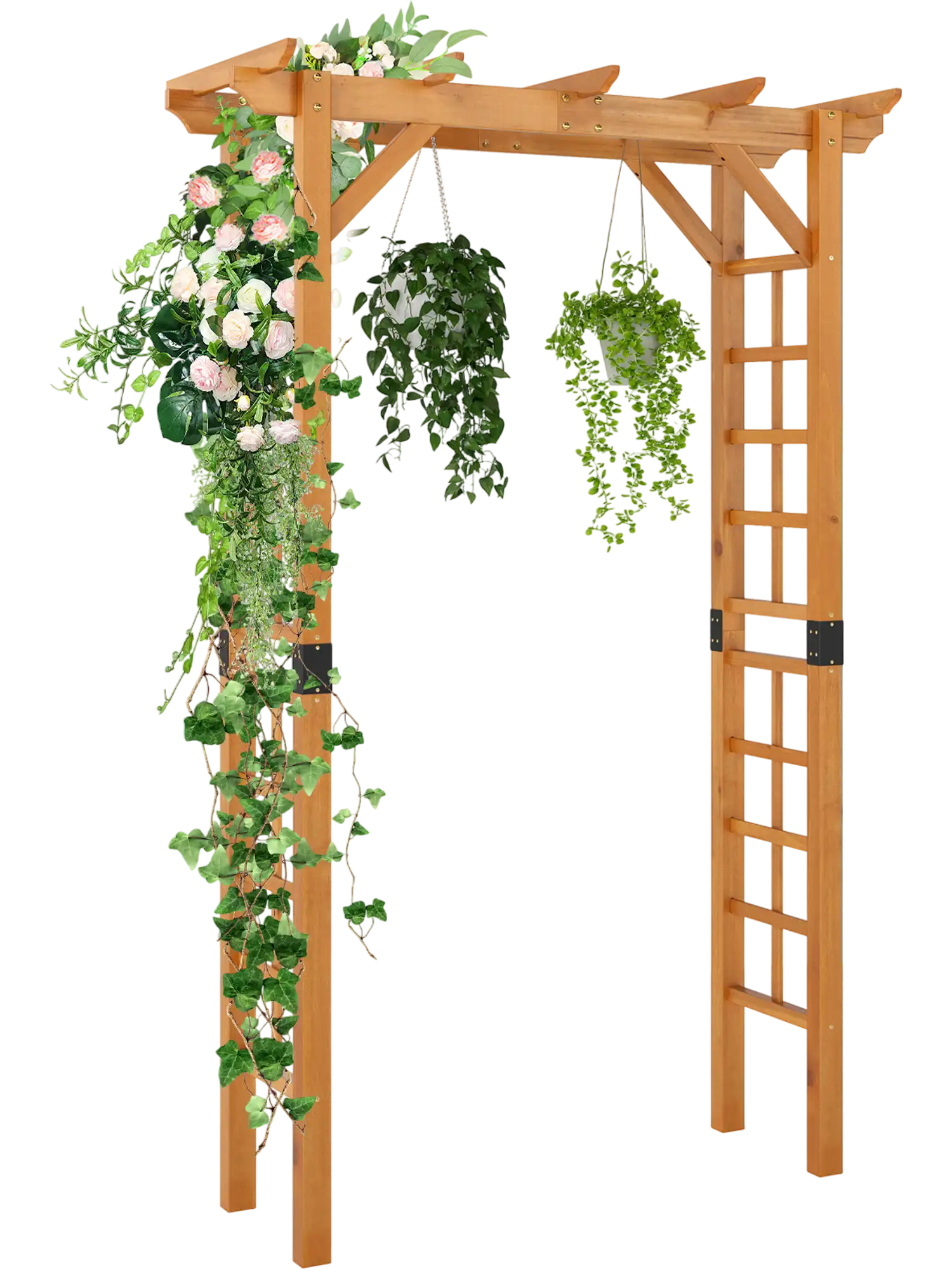Costway 7/7.5' Wooden Garden Arch Arbor Trellis for Climbing Plants 364759128 New