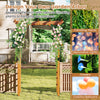 Wooden garden arch trellis for climbing plants, 7 feet tall, with decorative options for weddings and patios.