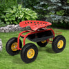 Red/Green Garden Cart Rolling Work Seat With Heavy Duty Tool Tray Gardening Planting-Red - Gallery View 1 of 11