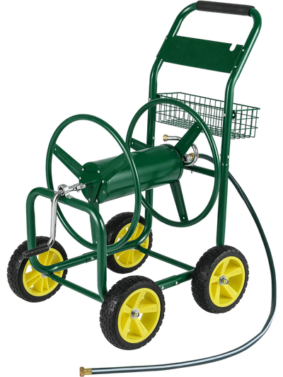 Costway Garden Hose Reel Cart Metal 4-Wheel Storage Basket 70410140 New