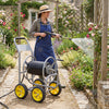 Garden Hose Reel Cart 4 Wheels Heavy-Duty Metal Water Hose Organizer Portable-Silver - Gallery View 1 of 10