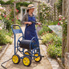 Garden Hose Reel Cart 4 Wheels Heavy-Duty Metal Water Hose Organizer Portable-Blue - Gallery View 1 of 10