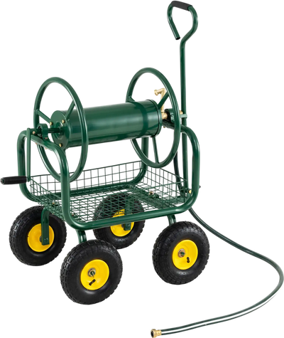 Costway Garden Hose Reel Cart 300' 4-Wheel Storage Basket 76646278 New