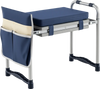Foldable garden kneeler and seat in navy with wide EVA foam padding and tool pouch, ideal for gardening and outdoor.