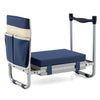Garden kneeler and seat in navy with wide EVA foam padding, featuring a tool pouch and foldable design for easy.