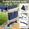 Foldable garden kneeler and seat with navy EVA foam padding, heavy-duty metal frame, and anti-slip foot pads for.
