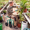 Garden rolling workseat in green with 360° swivel seat, adjustable height, and ergonomic design for gardening tasks.