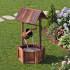 Rustic wooden wishing well water fountain with pump, ideal for garden or patio, featuring durable fir wood construction.