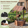 Rustic wooden wishing well water fountain with electric pump, perfect for garden or patio, creating soothing sounds.