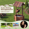 Wooden water fountain with rustic wishing well design, featuring a pump, perfect for garden or patio decoration.