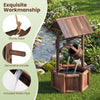Rustic wooden wishing well water fountain with pump, featuring sturdy construction and decorative handle for garden.