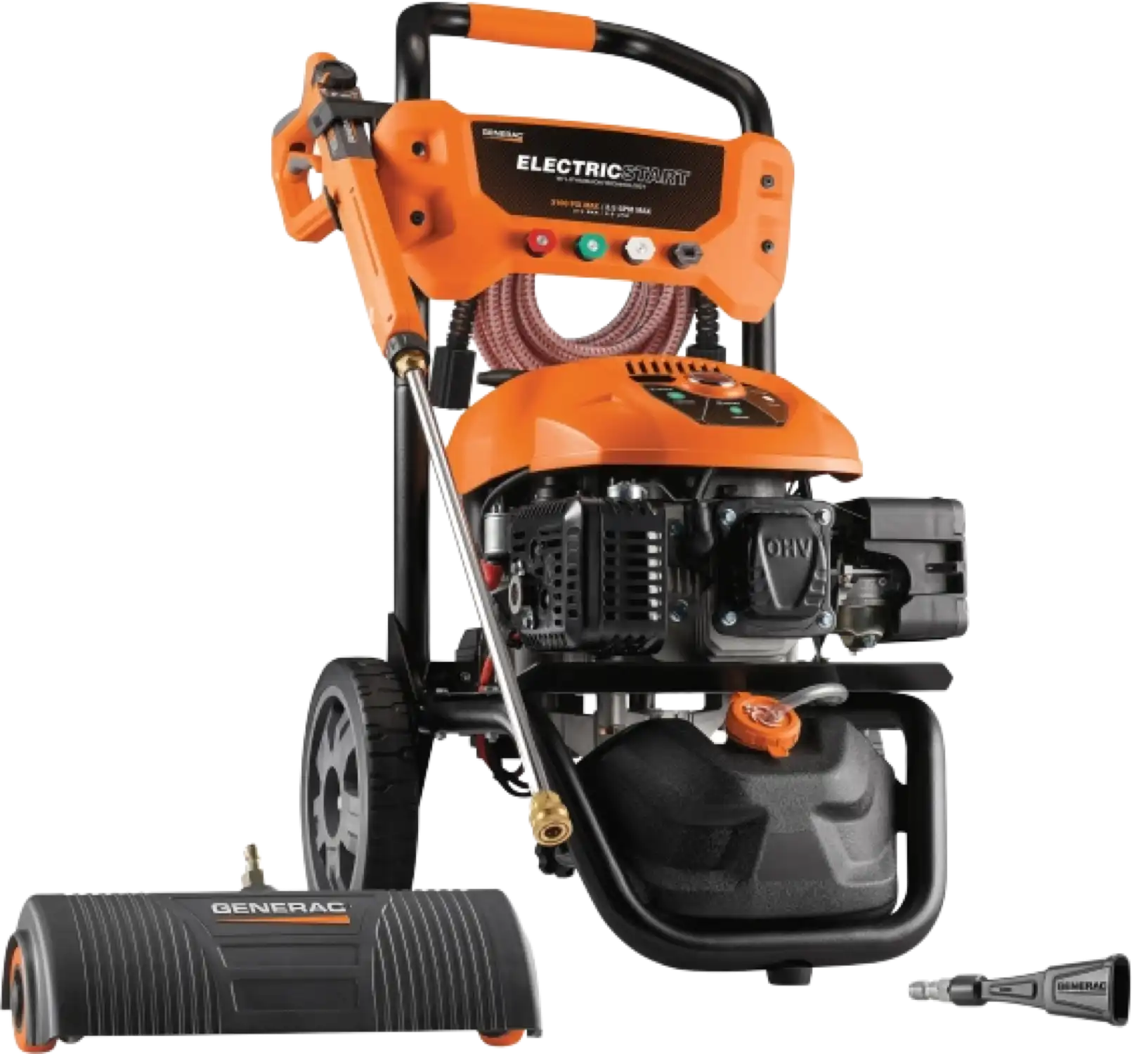 Generac 3100 PSI 2.5 GPM Electric Start Gas Pressure Washer Kit with Attachments 7143 New