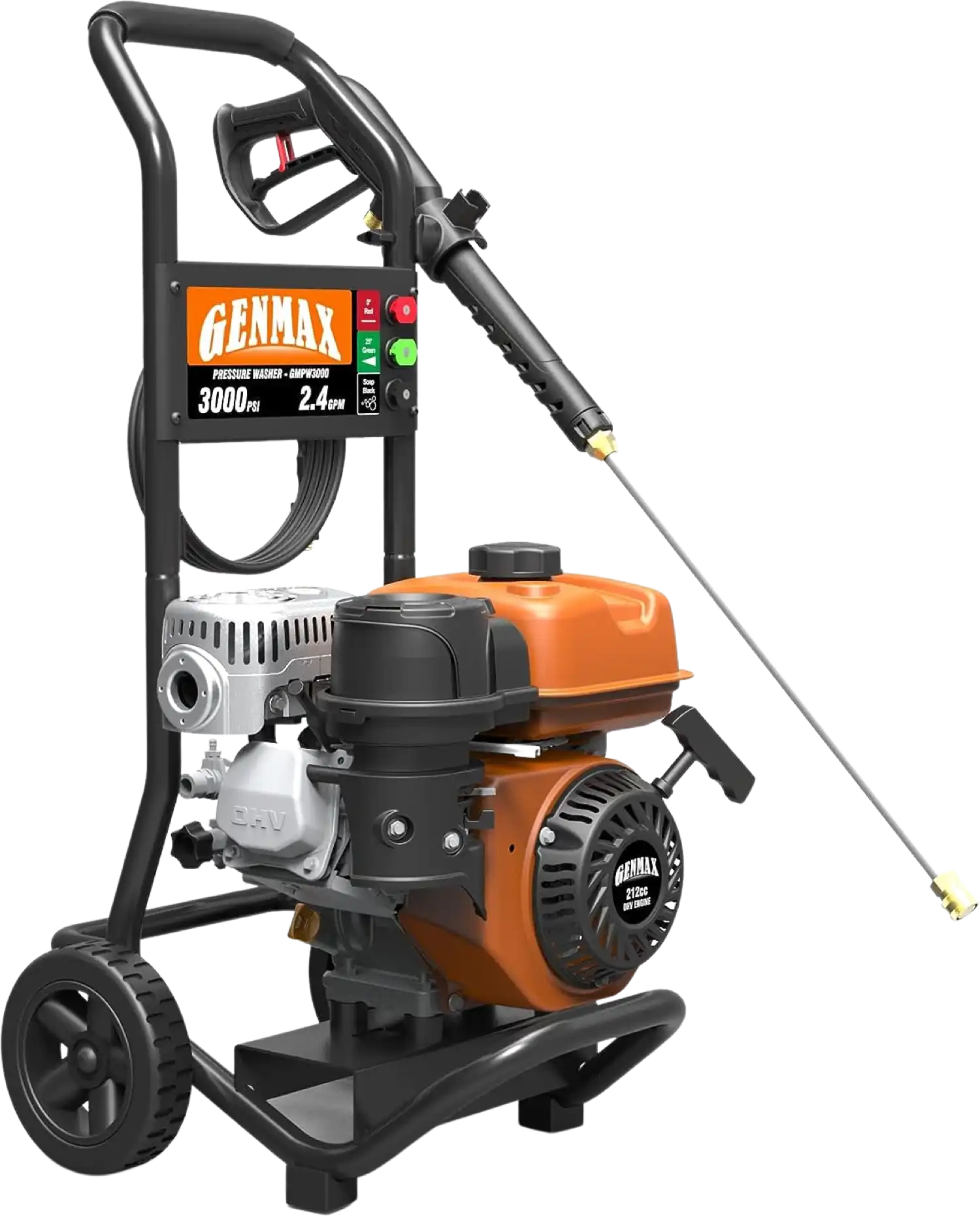 GENMAX GMGPW3000-H 3000 PSI and 2.4 GPM Gas Pressure Washer New