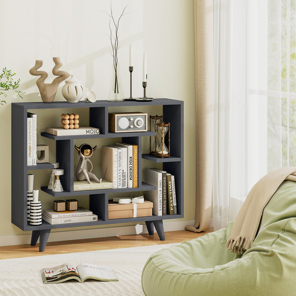 Geometric Bookcase with Anti-Tipping Kit and Storage Shelving Unit-Black - Gallery View 1 of 10