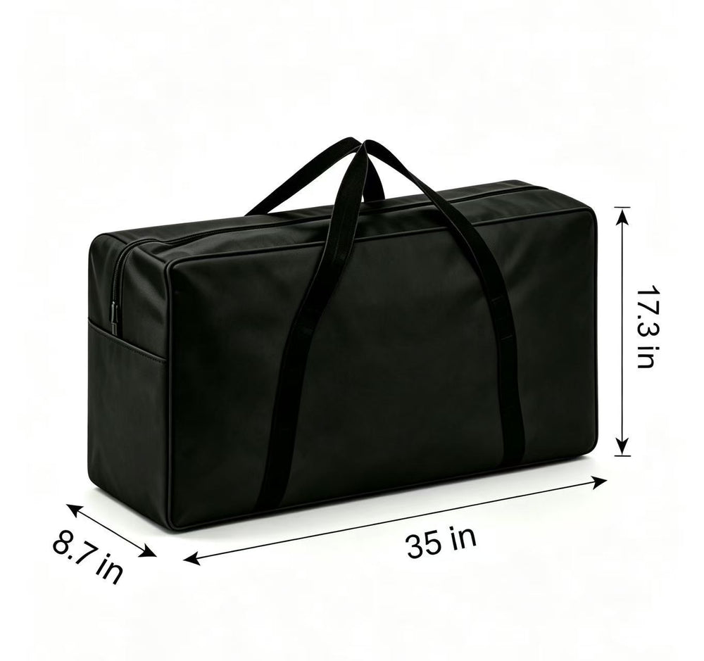 Black carrying bag for the Giant 4-to-Score Game Set, measuring 35 x 17.3 x 8.7 inches, ideal for easy transport.