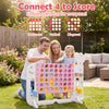Giant 4-to-Score game set features a colorful board with rings, perfect for outdoor fun in the backyard or beach.