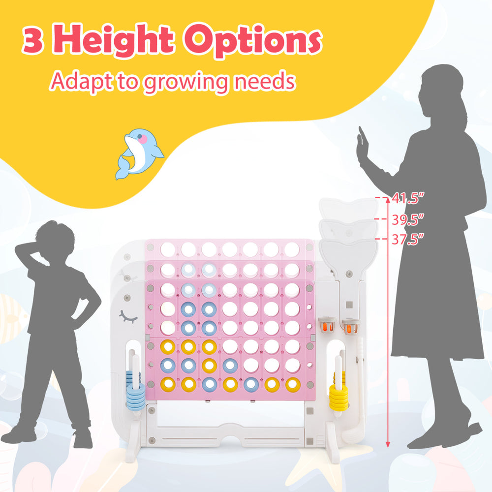 Giant 4-to-Score game set features 3 height options, perfect for adapting to growing needs and providing endless fun.