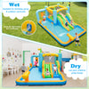 Inflatable water slide for kids aged 3-10, featuring dual slides, splash pool, and smooth sprinkler for outdoor fun.