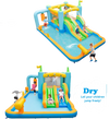 Giant inflatable water slide for kids featuring dual slides, splash pool, and smooth sprinkler for outdoor fun.