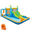 Giant inflatable water slide with dual slides, water cannon, and splash pool for kids aged 3-10, includes 680W blower.