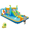 Inflatable water slide for kids with dual slides, splash pool, and safety features, perfect for outdoor parties.