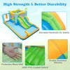 Giant inflatable water slide for kids featuring dual slides, splash pool, and protective mesh wall for safe outdoor fun.