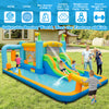 Inflatable water slide for kids aged 3-10, featuring dual slides, water cannon, and splash pool for outdoor fun.