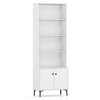 Tall white Giantex bookshelf with open display shelves and enclosed cabinet, perfect for organizing books and decor.