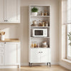 Giantex white bookshelf with metal legs, showcasing open shelves and cabinet for stylish home office organization.