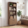 Giantex Bookshelf with Doors and 2 Anti-Tipping Kits for Home Office-Walnut - Gallery View 1 of 10