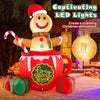 7-foot inflatable gingerbread man in hot cocoa mug with LED lights, perfect for charming Christmas garden decoration.