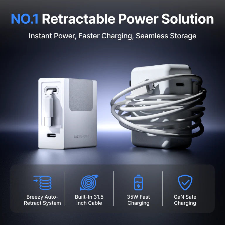 Giraffe Tools PDA40 Retractable Charger 40W White/Micro Cable New