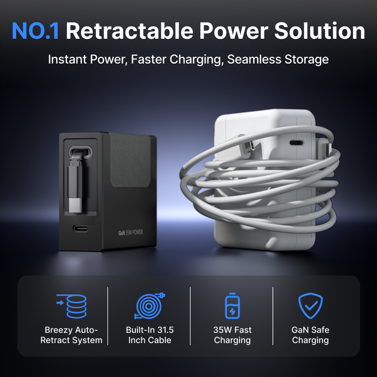 Giraffe Tools PDA40 Retractable Charger 40W White/Micro Cable New