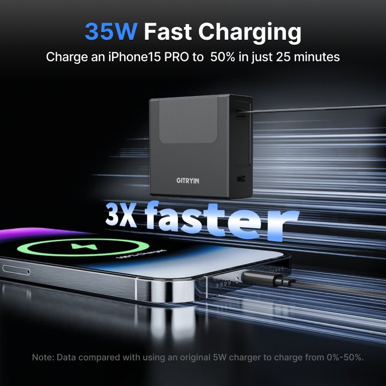 Giraffe Tools PD40 Retractable Charger 40W Black USB-C Cable New