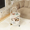 Modern Sofa Side Table on Lockable Wheels for Living Room Bedroom Study-White - Gallery View 1 of 10