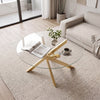 Glass Coffee Table Round Clear Center Table with Tempered Glass Top-Golden - Gallery View 1 of 11