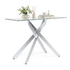 Modern glass console table with a clear tempered glass top and silver chromed legs, perfect for stylish entryway.
