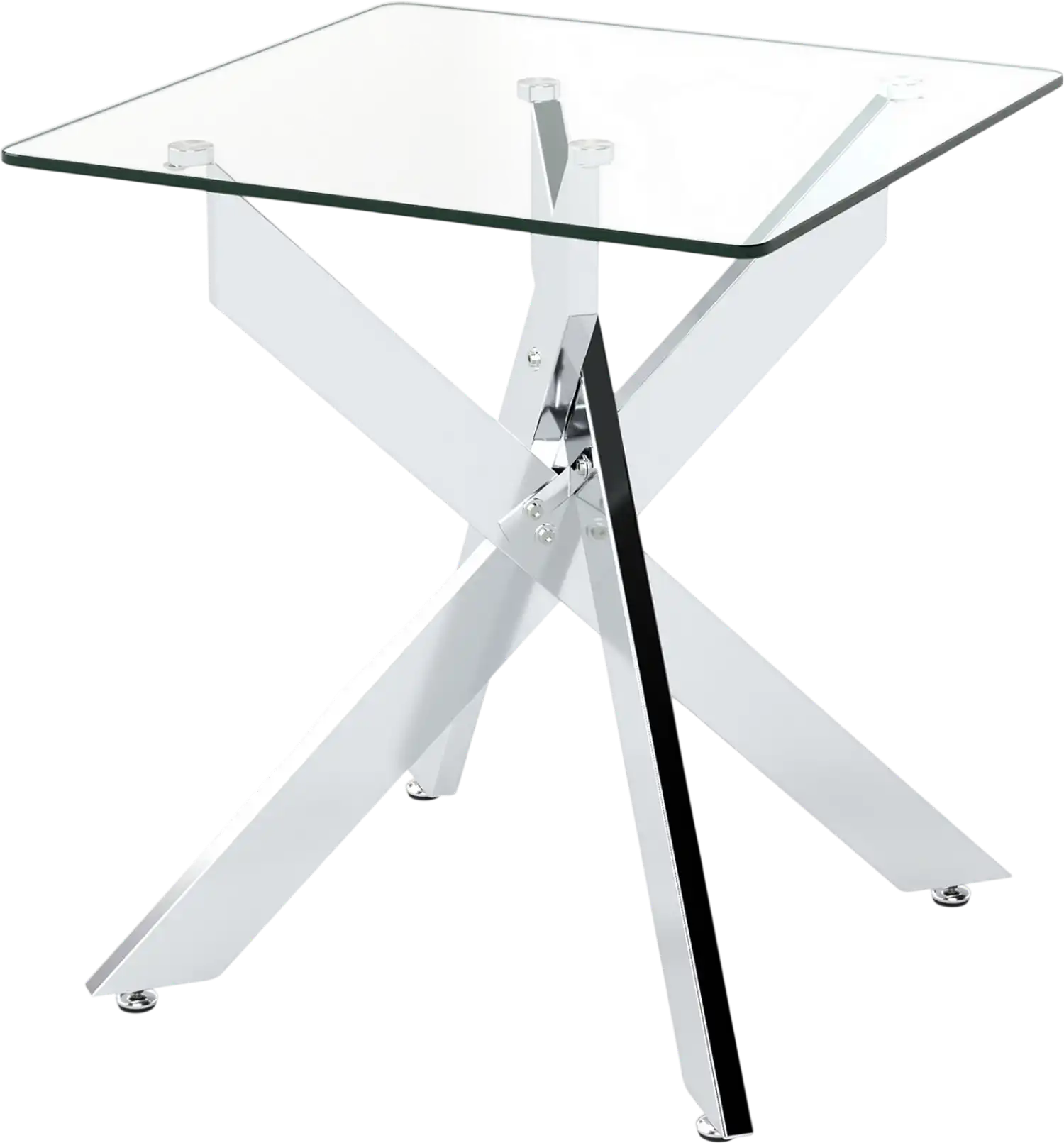Costway Glass Side Table Square End Table Tempered Glass Metal X Base 76280888 New