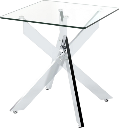 Costway Glass Side Table Square End Table Tempered Glass Metal X Base 76280888 New