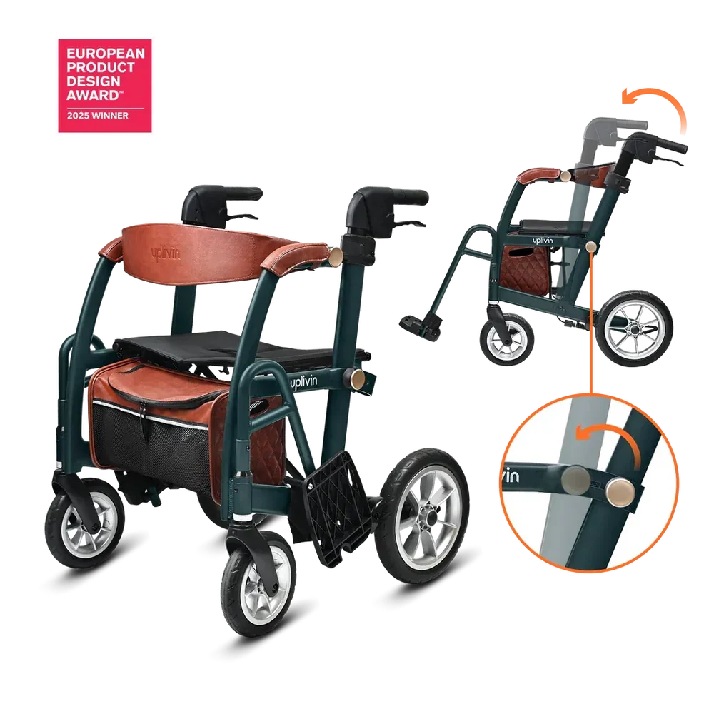 Metro Mobility Glide Rollator Wheelchair 2-in-1 300 lb Capacity Foldable New