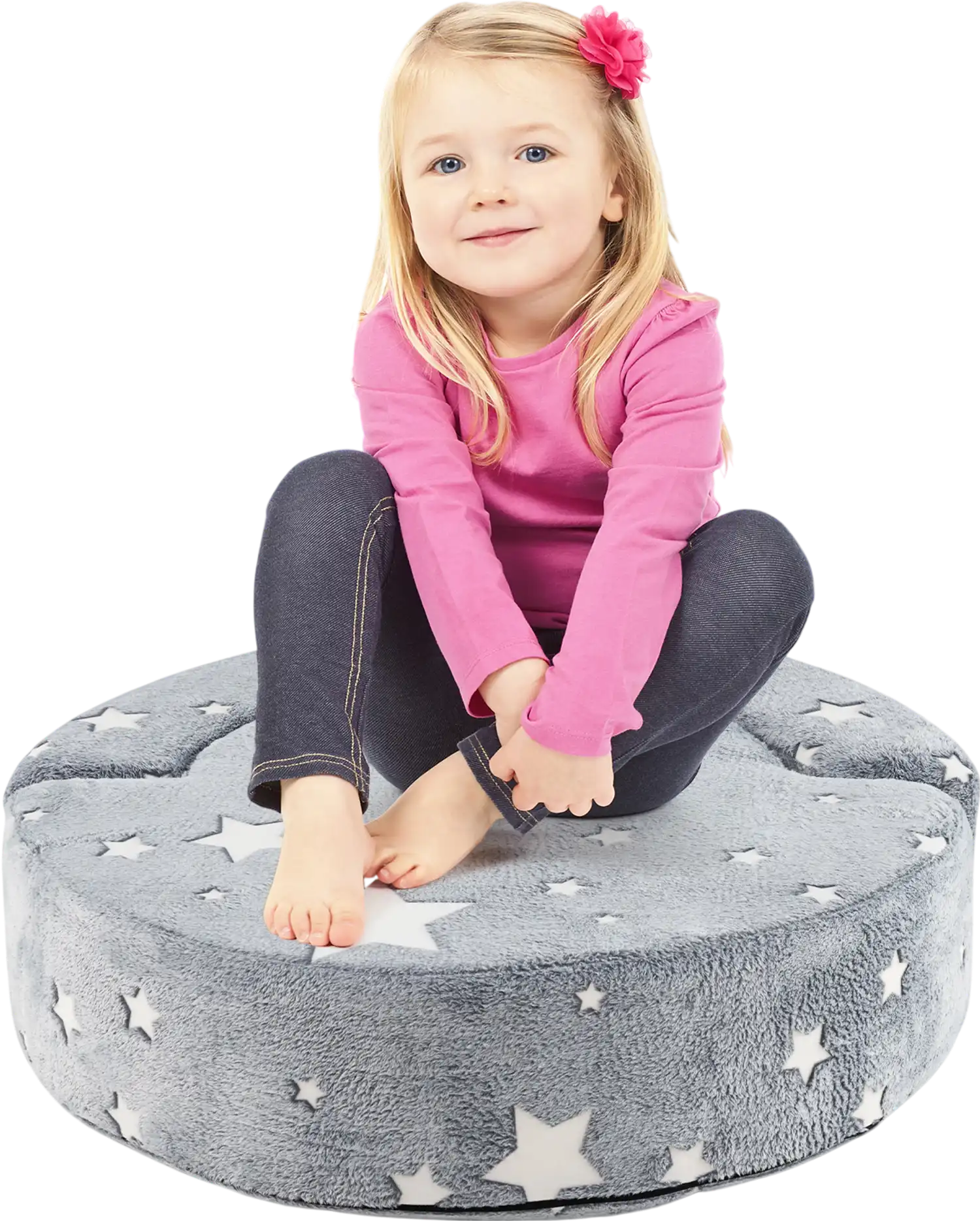 Costway 2-in-1 Convertible Glow in the Dark Kids Sofa Gray 165387294 New