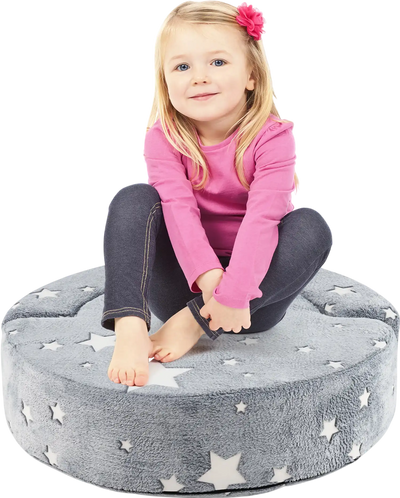 Costway 2-in-1 Convertible Glow in the Dark Kids Sofa Gray 165387294 New