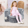 Gray 2-in-1 convertible kids sofa with star patterns, perfect for reading and playing, featuring a removable washable.