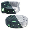 Convertible gray kids sofa with glow-in-the-dark stars, removable cover, perfect for reading and playing.