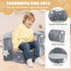 Gray 2-in-1 convertible kids sofa with ergonomic backrest and removable cover, ideal for reading and playing.