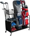 Double Golf Bag Organizer with Lockable Universal Wheels