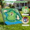 Extra large 71 x 71 inches golf chipping mat with 24 sticky balls, ideal for indoor and outdoor practice fun.