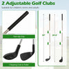 Two adjustable golf clubs with non-slip grips for children, teens, and adults, perfect for indoor and outdoor practice.